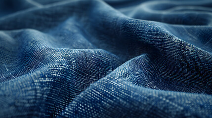 A soft, high-resolution image of folded blue denim, showcasing smooth textures and gentle undulations