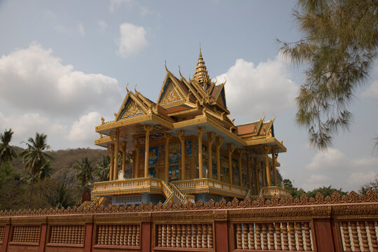 Temple Wat Phnom Sampeau Cambodia on an autumn sunny day.