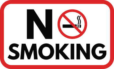 No smoking sign with text . No smoking sign label isolated on white background . Vector illustration