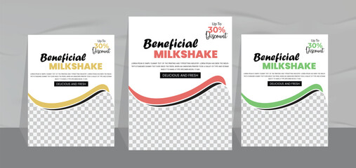 Chocolate milkshake flyer design template and fast food restaurant menu