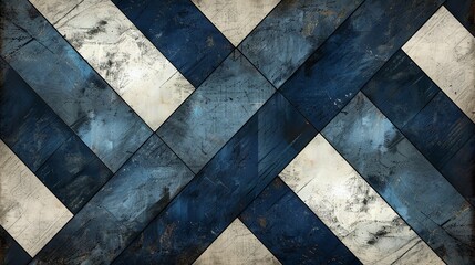 Digital illustration of a symmetric blue and black geometric pattern, ideal for modern graphic backgrounds.