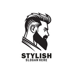 Black and white barber shop hair salon logo design for hairstylist.