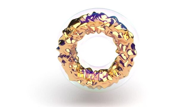 Abstract round gold glass circle rotate