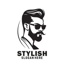 Black and white barber shop hair salon logo design for hairstylist.