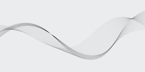 Abstract wave element for design. Digital frequency track equalizer. Stylized line art background. Vector illustration. Wave with lines created using blend tool. Curved wavy line, smooth stripe.
