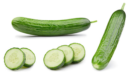 Cucumber isolated on white background with clipping path