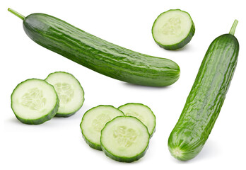 Cucumber isolated on white background with clipping path