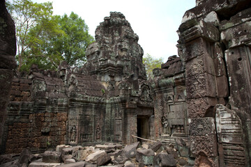 Angkor Wat Bayon Temple Cambodia view on a cloudy autumn day