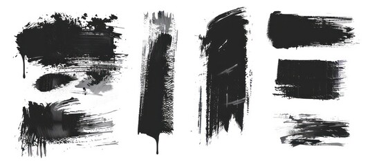Set of paint brush stroke, ink splatter and artistic design elements. Dirty watercolor texture, box, frame, grunge background, splash or creative shape for social media. Abstract drawing. - obrazy, fototapety, plakaty