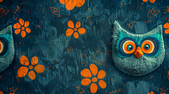 The image creatively displays an owl with a blend of vibrant colors and distinct patterns, giving it an artistic touch