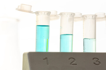 scientific analysis with test tubes numbered in sequence