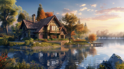 Obraz premium landscape with house