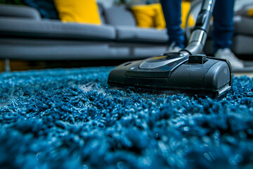Vacuum cleaner nozzle cleans carpet	

