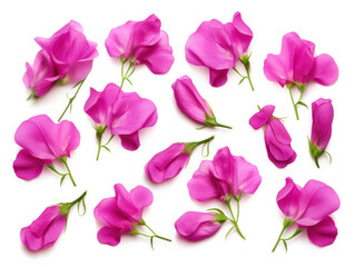 Sweet Pea collection set isolated on transparent background, transparency image, removed background