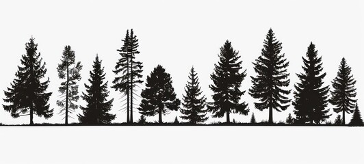 Fototapeta premium tree silhouettes on white background. illustration.