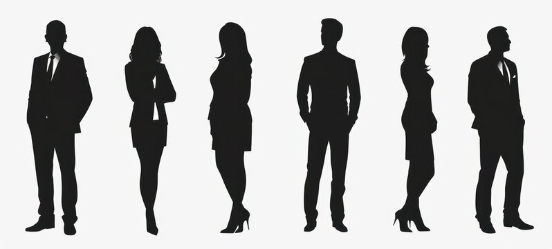 Business people, set of silhouettes