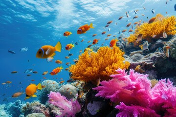 Fototapeta na wymiar Vibrant Coral Reef With Diverse Marine Life