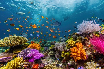Vibrant Coral Reef With Diverse Marine Life