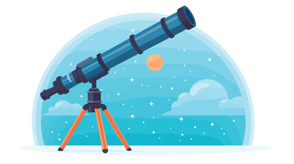Flat icon A telescope pointed at the stars represen