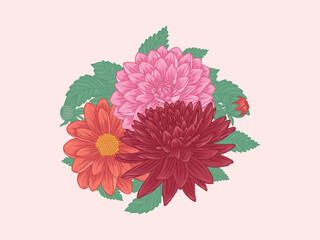 Dahlia Floral Arrangement Illustration