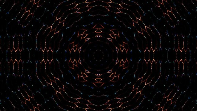 abstract lines colorful light shining round shape in center  Kaleidoscope pattern with full colors. Magic mandala. 4k	
