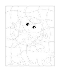 Animal Color by number page for kids