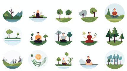 Flat icons Different mindfulness practices like dee - obrazy, fototapety, plakaty