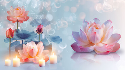 Obraz na płótnie Canvas Lotus Flower For Vesak Day Buddhist Celebration Water Lily Flowers Abstract Copy Space