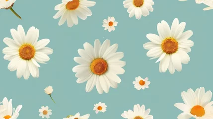 Deurstickers floral pattern of white daisies © ERiK