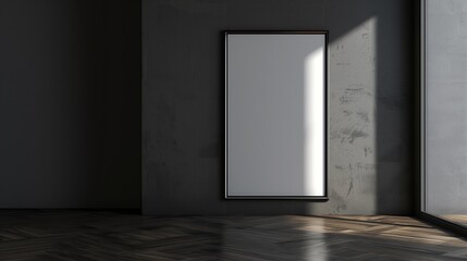 Empty frame with copy space on black wall