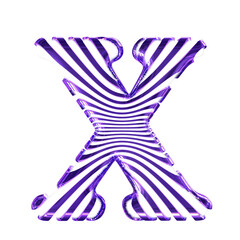 White symbol with purple ultra thin horizontal straps. letter x