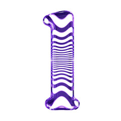 White symbol with purple ultra thin horizontal straps. letter l