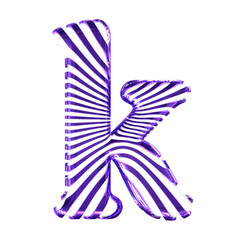 White symbol with purple ultra thin horizontal straps. letter k