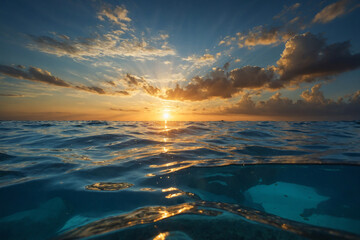 sunrise over the sea surface