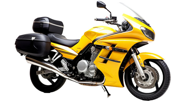 Touring motorcycle on transparent background PNG or white background.
