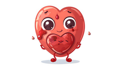 Emotional heart character with heart patch shedding tears, displaying vivid emotions in a contemporary illustration