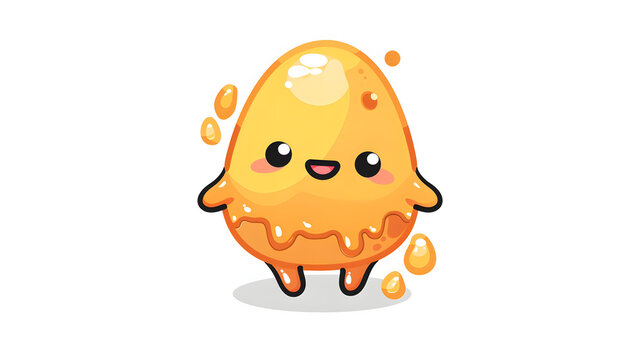 A cute citrus fruit cartoon with a big smile and dripping juice, creating a fun and happy image