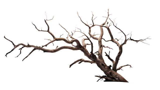 Dead tree isolated on transparent or white background.

