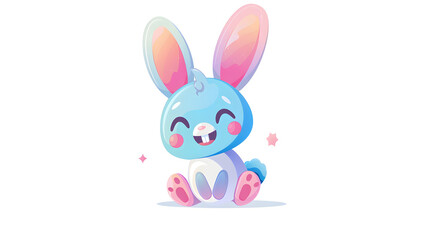 A vibrant cartoon bunny, with multicolored ears, winking and smiling Suggests fun, diversity, and playfulness