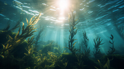 Fototapeta na wymiar underwater scene with rays of light