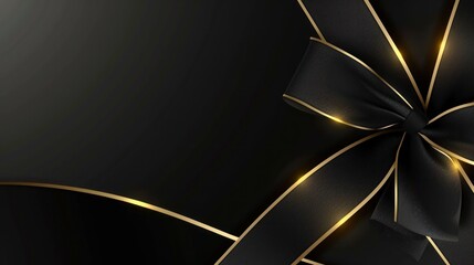 Abstract black and gold curved ribbon , Luxury design style.