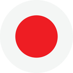 Round Japan flag isolated on white background . Round national flag of Japan. Japan flag button vector