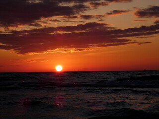 Wonderful sunset on the beach in Warnemünde
