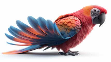 Fototapeta premium 3d animal parrot on a plain background. Generative AI