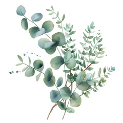 Watercolor Home Decor with Eucalyptus Clipart isolated on white background