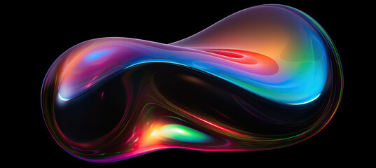 Bold holographic blob shape Isolated on black background