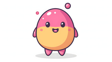 Eye-catching illustration of a two-toned jelly bean character smiling with a heartwarming demeanor