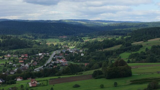 Beautiful Landscape Forest Mountains Bieszczady Bircza Aerial View Poland