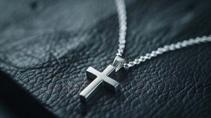 a stylish cross pendant necklace in a realistic photo, highlighting its timeless elegance and versatility as a fashion accessory.