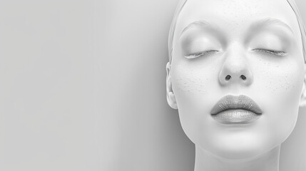 Beautiful fashion model woman mannequin with closed eyes. Fashion portrait isolated on white...
